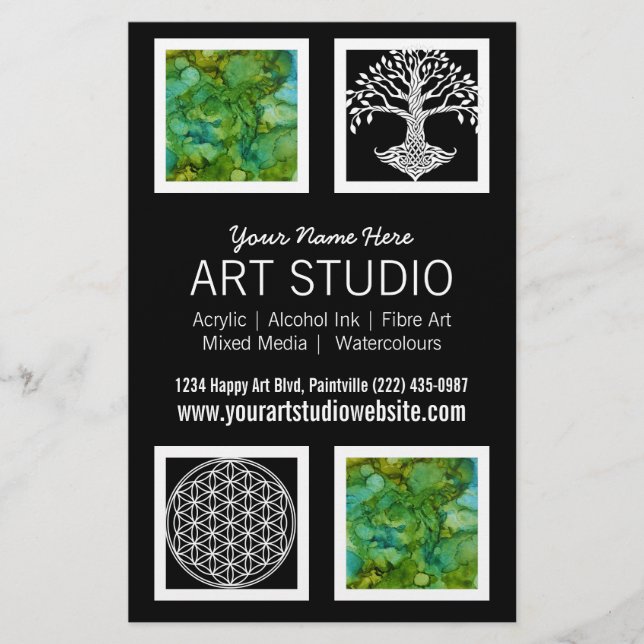 Professionell Artist Business Handout Flygblad (Framsidan)