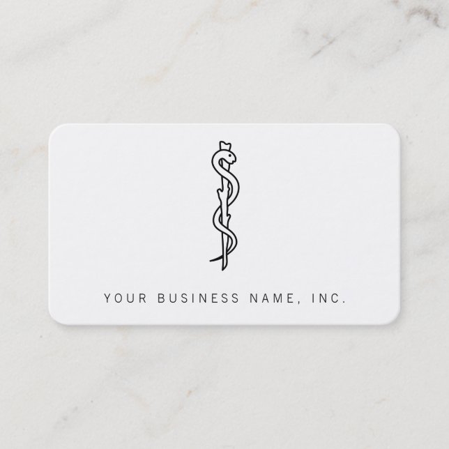 Professionell Asclepius stav Medicinsk Visitkort (Framsida)