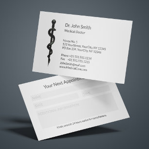 Professionell Asclepius Svart Medicinsk Påminnelse Tidsbeställning Kort
