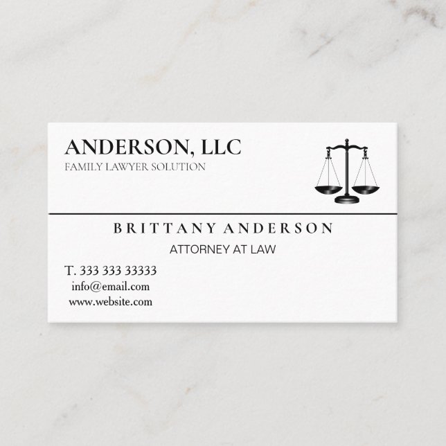 Professionell Attorney at Law Black  Visitkort (Framsida)