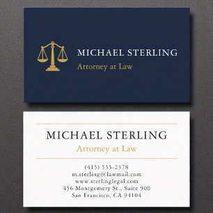 Professionell Attorney Law Firman Navy Blue Guld Visitkort