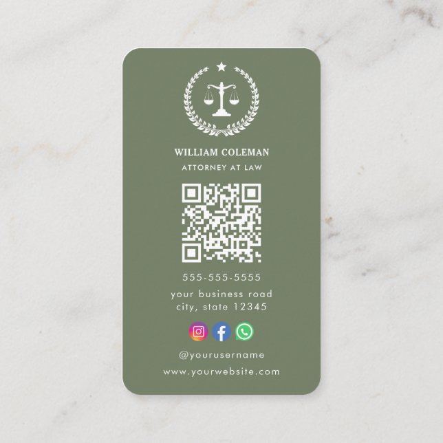 Professionell Attorney Lawyer  Qr Code Visitkort (Baksida)