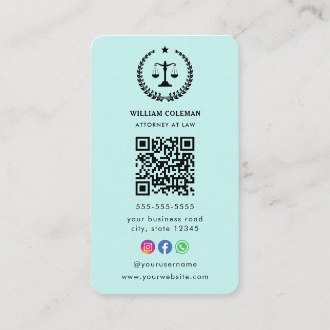 Professionell Attorney Lawyer  Qr Code Visitkort (Baksida)