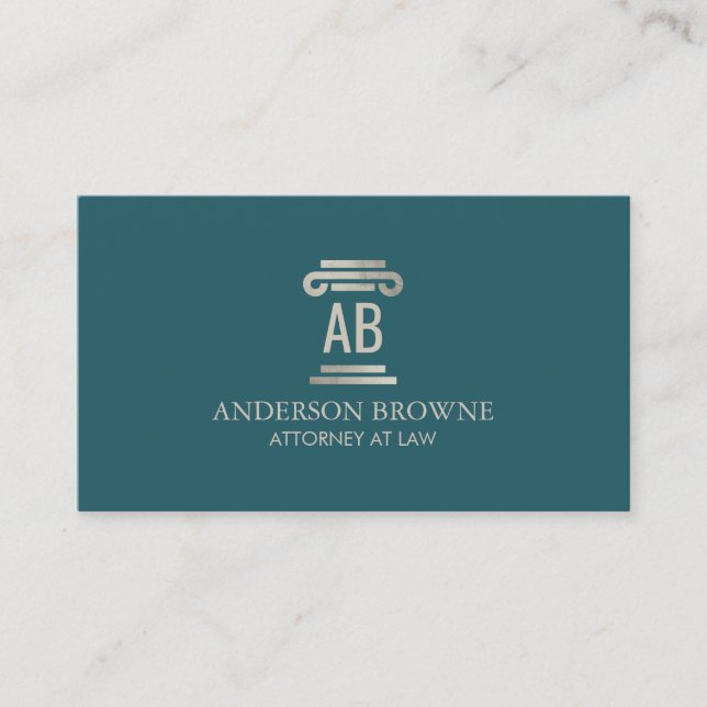 Professionell Attorney Monogram Grått/Grönt Visitkort (Framsida)