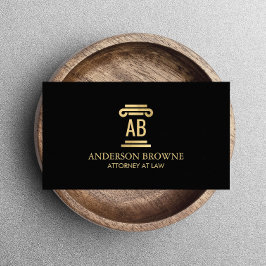 Professionell Attorney Monogram Guld/Black Visitkort