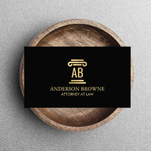 Professionell Attorney Monogram Guld/Black Visitkort