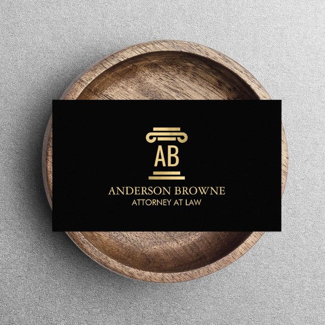 Professionell Attorney Monogram Guld/Black Visitkort (Skapare uppladdad)