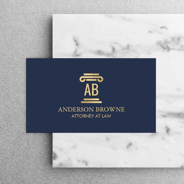 Professionell Attorney Monogram Guld/Navy Blue Visitkort (Skapare uppladdad)