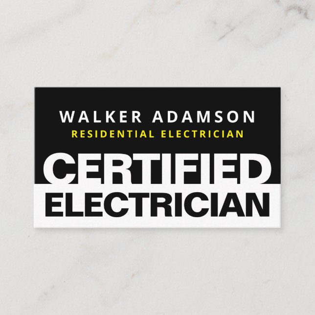 Professionell Auktoriserad Electrician Affärskorts Visitkort (Framsida)