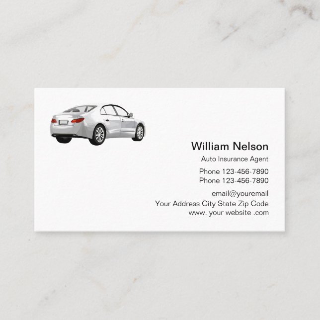 Professionell Auto Insurance Agent Visitkort (Framsida)