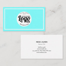 Professionell av Aqua Blue and White Logotyp Visitkort