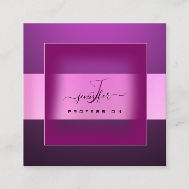 Professionell av Berry Lila Rosa Logotyp Monogram Fyrkantigt Visitkort (Framsida)