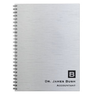 Professionell av Brushed Titanium Slate Monogram Anteckningsbok