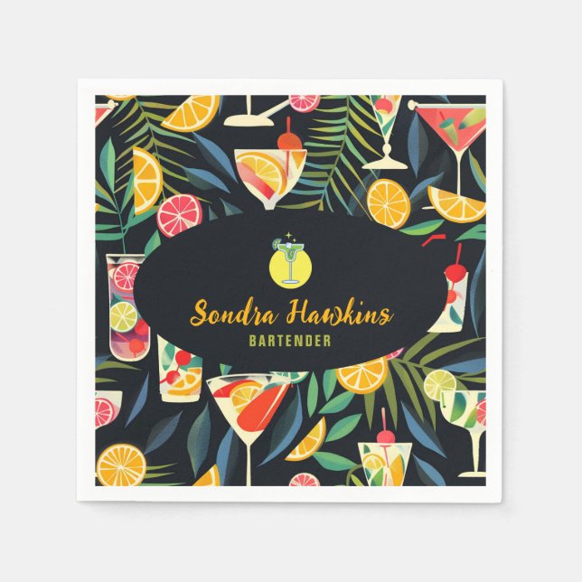 Professionell av Cocktail-bartender | Färsk Orange Pappersservett (Framsidan)