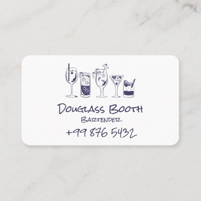 Professionell av Cocktail-bartender | Modern Black Visitkort (Framsida)