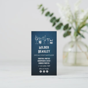 Professionell av Cocktail-bartender MÖRK BLÅTT Visitkort