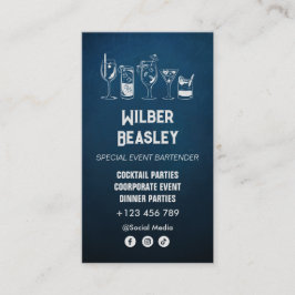 Professionell av Cocktail-bartender | MÖRK BLÅTT Visitkort