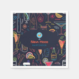 Professionell av Cocktail-bartender | Neonljus Pappersservett