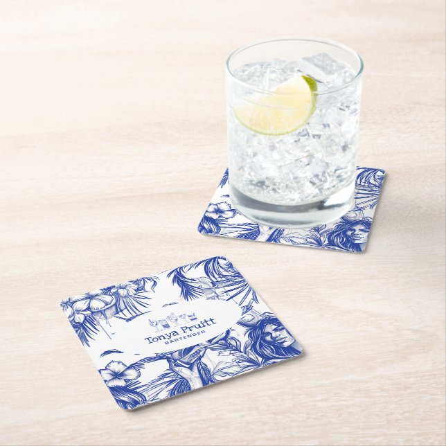 Professionell av Cocktail-bartender | Skisblått Underlägg Papper Kvadrat (Insitu)