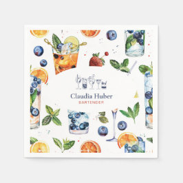 Professionell av Cocktail-bartender | Vit blå Pappersservett