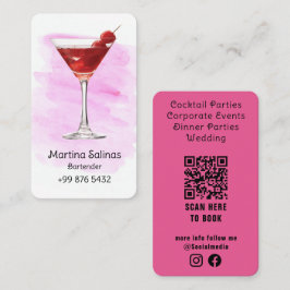 professionell av dryckesbartender | Rosa Vattenfär Visitkort