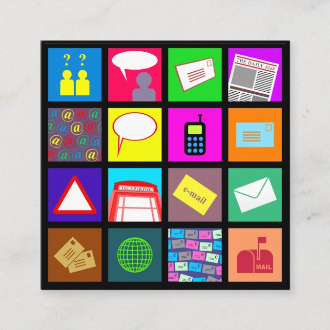 Professionell av kommunikations- och teknikmall fyrkantigt visitkort (Framsida)