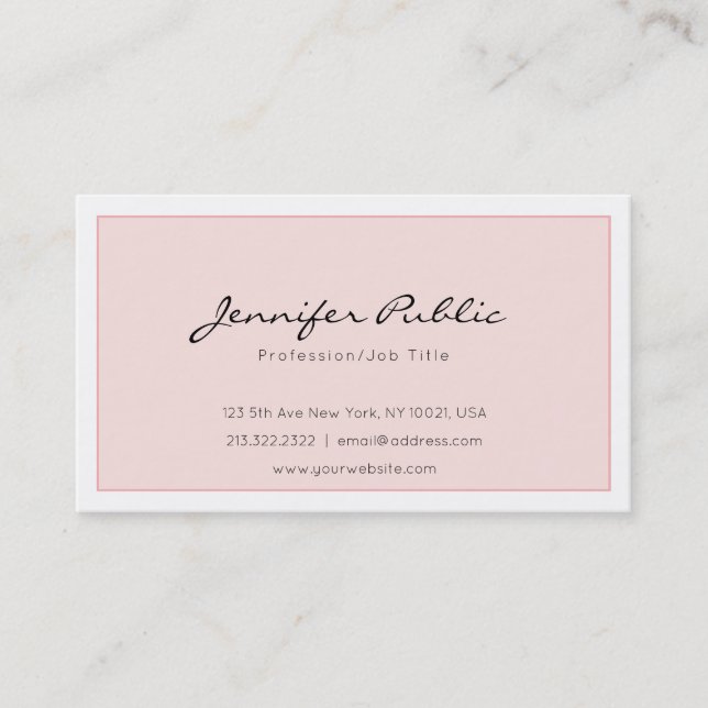 Professionell av minimalistisk  för elegant Rosa m Visitkort (Framsida)