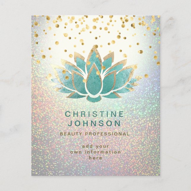 professionell av skönhet i teal lotus-blomman flygblad (Framsidan)