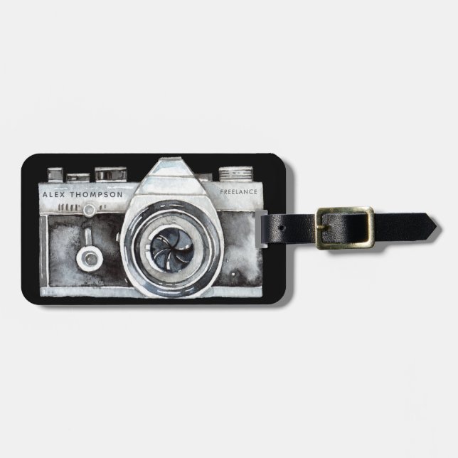 Professionell av vattenfärgskamera - fotograf Busi Bagagebricka (Horisontell Framsida)