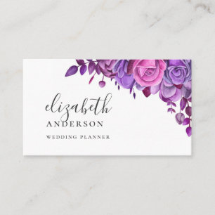 Professionell av vattenfärgslila och rosa blommigt visitkort