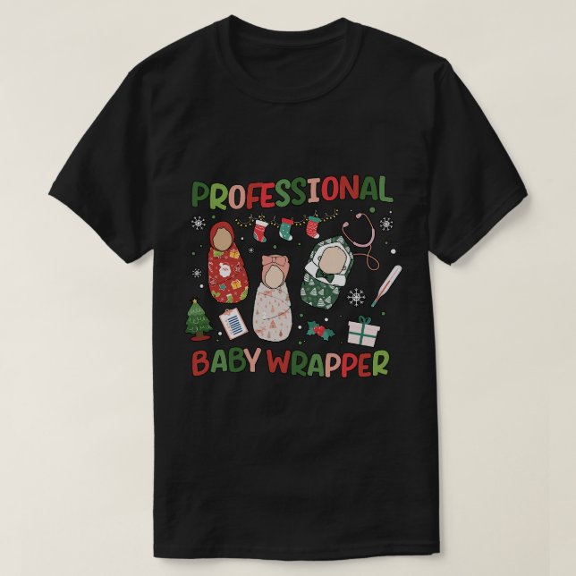Professionell Baby Wrapper-julleveransen för arbet T Shirt (Design framsida)