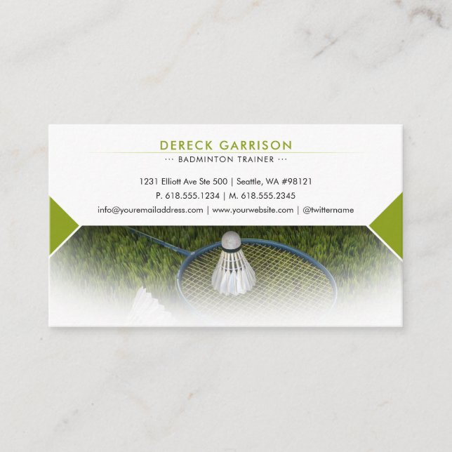 Professionell Badminton Trainer | Coach Visitkort (Framsida)