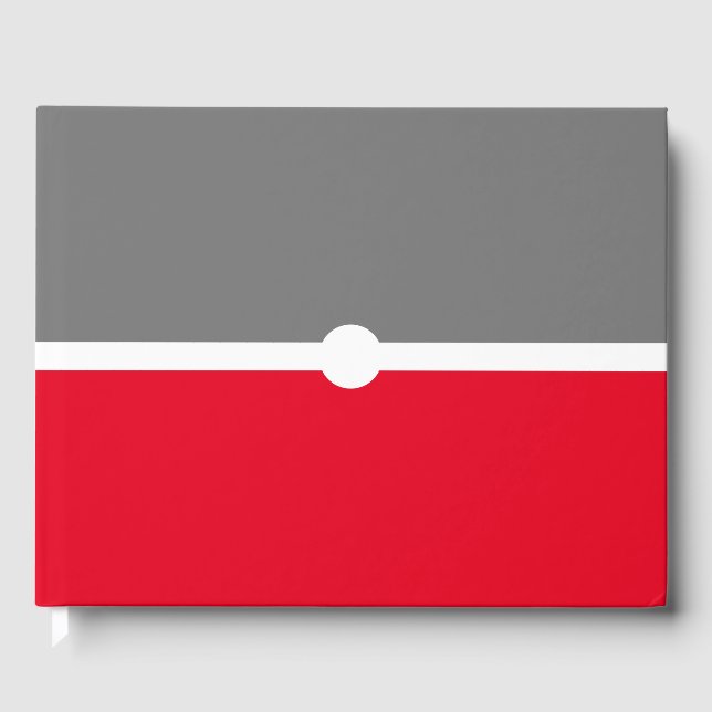 Professionell Banderad Bright Red Grått Färg Block Gästböcker (Framsida)