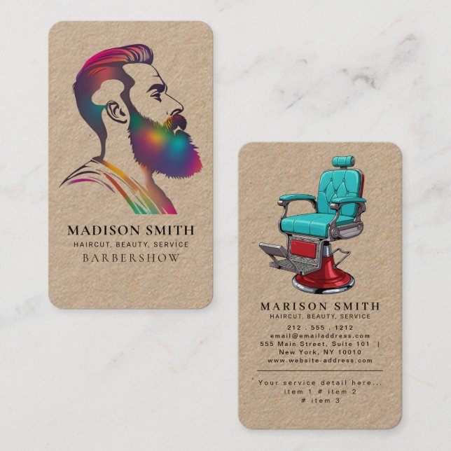 Professionell Barber Minimalistisk Barbershop Rust Visitkort (Fram/baksida)