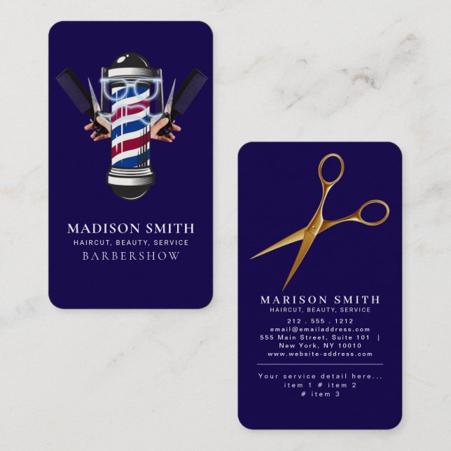 Professionell Barber Minimalistisk Barbershop Rust Visitkort (Fram/baksida)
