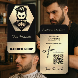 Professionell Barber Shop Black&Guld Visitkort
