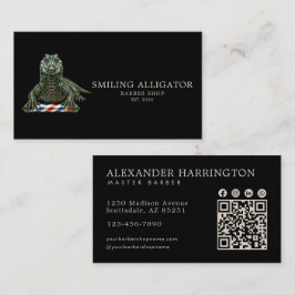 Professionell Barber Shop Emerald Alligator Qr Kod Visitkort