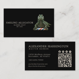 Professionell Barber Shop Emerald Alligator Qr Kod Visitkort