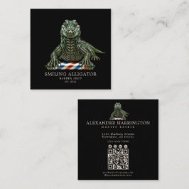 Professionell Barber Shop Emerald AlligatorQr-kod Fyrkantigt Visitkort