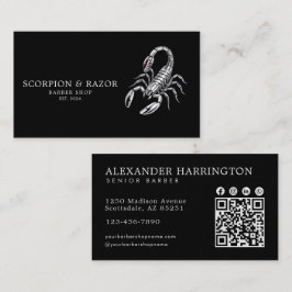 Professionell Barber Shop Silver Scorpion Qr Kod Visitkort