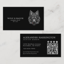 Professionell Barber Shop Silver Wolf Qr Kod Visitkort
