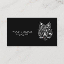 Professionell Barber Shop Silver Wolf Qr Kod Visitkort