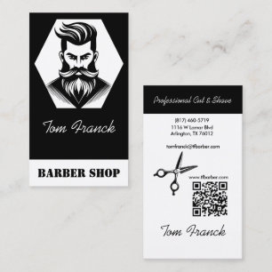 Professionell Barberarsalong Svart och vit Visitkort