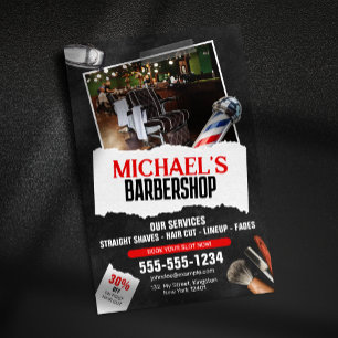Professionell barberarstång frisör rakning flygblad