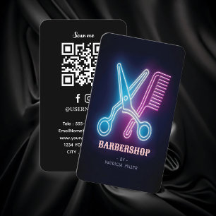 Professionell Barbershop Neon Barbers sax Visitkort