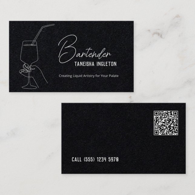 Professionell Bartender-Anpassningsbar QR Premium Visitkort (Fram/baksida)