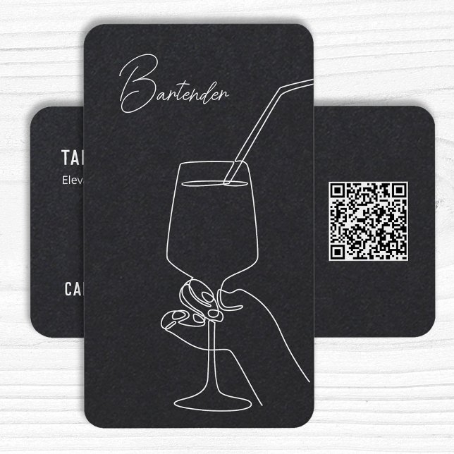 Professionell Bartender-Anpassningsbar QR Visitkort (Professional Bartender Custom QR Business Cards)