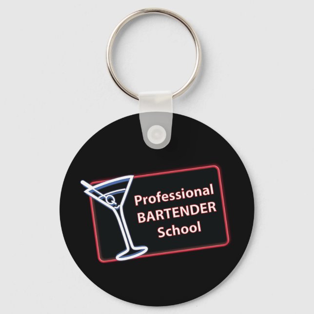 Professionell Bartender School Logotyp Button Keyc Nyckelring (Framsida)