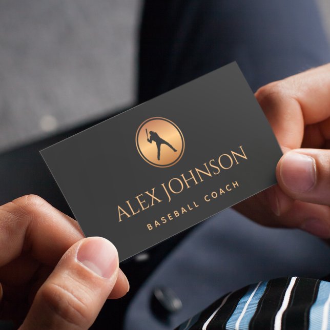 Professionell Baseball Coach Player Guld Black Log Visitkort (Skapare uppladdad)