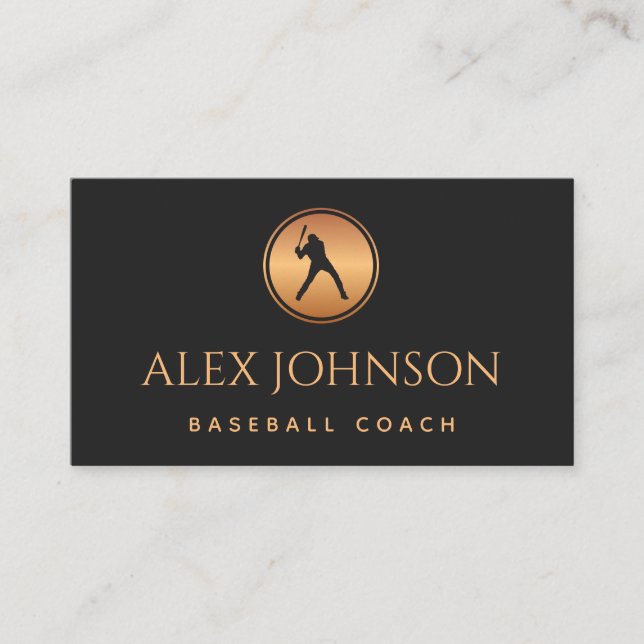 Professionell Baseball Coach Team Agent Guld Black Visitkort (Framsida)